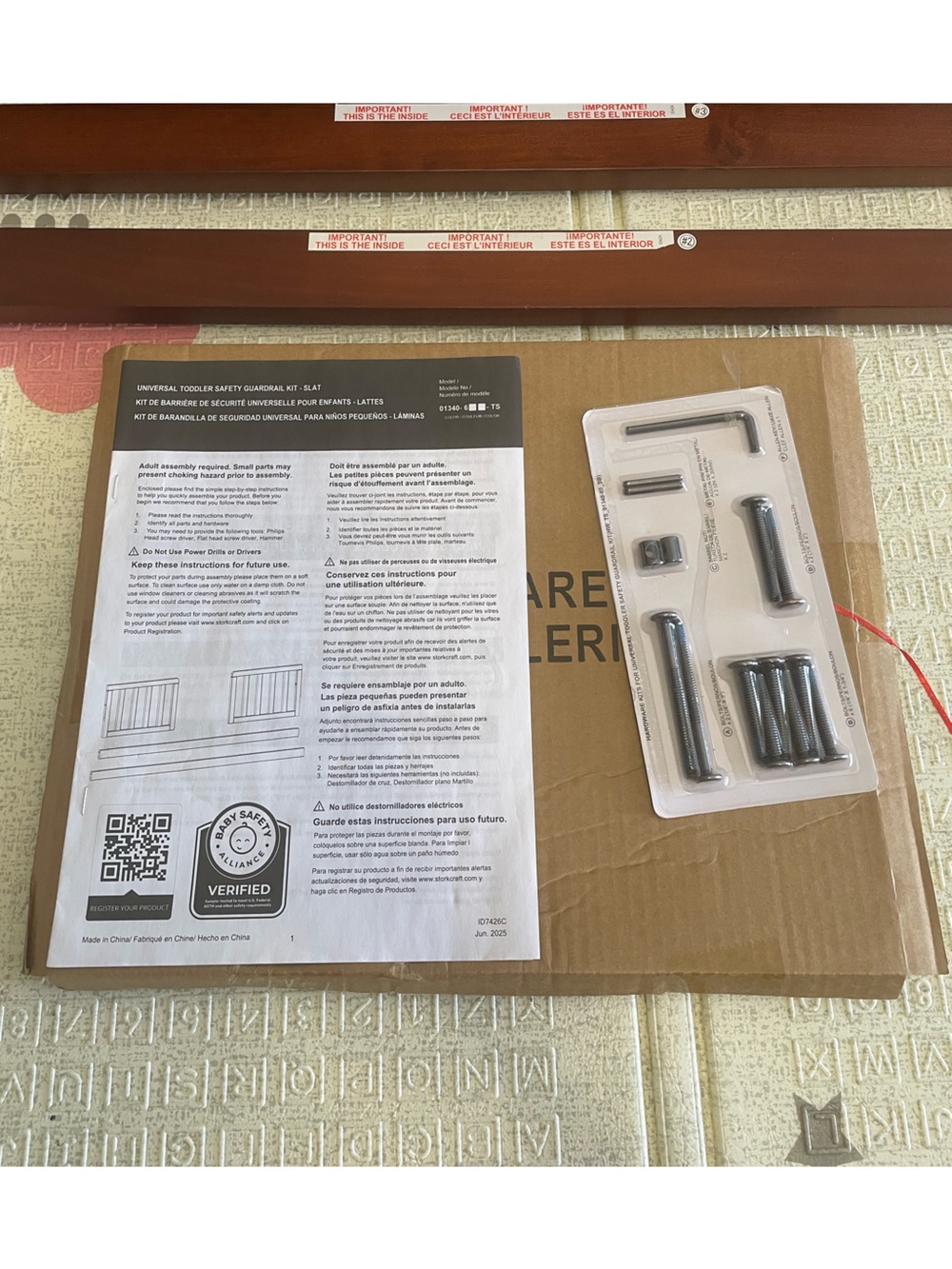 Storkcraft/ Graco Toddler Safety Guardrail kit slats, Espresso - Picture 3 of 16